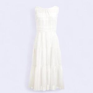 J.Crew Ivory Tiered Midi Sheer Dress Small NWT